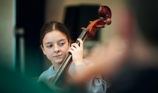 A young musician enjoying Jazz Camp for Girls in Manchester in 2022 run by Jazz North UK