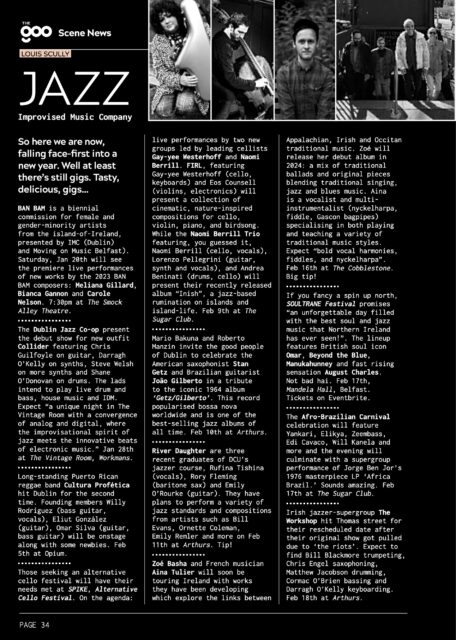 Read The Goo online, jazz round-up on page 34.
